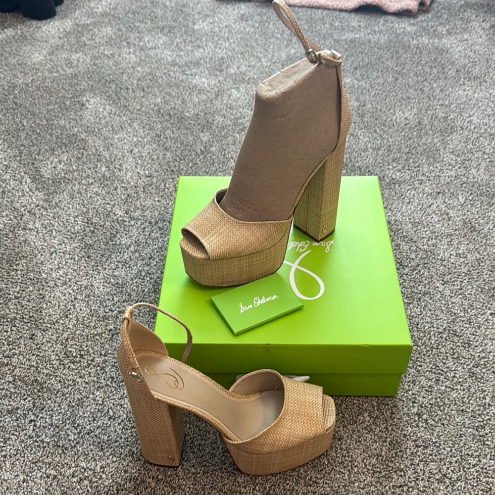 Sam Edelman Tan Platform Shoes, women’s size 10